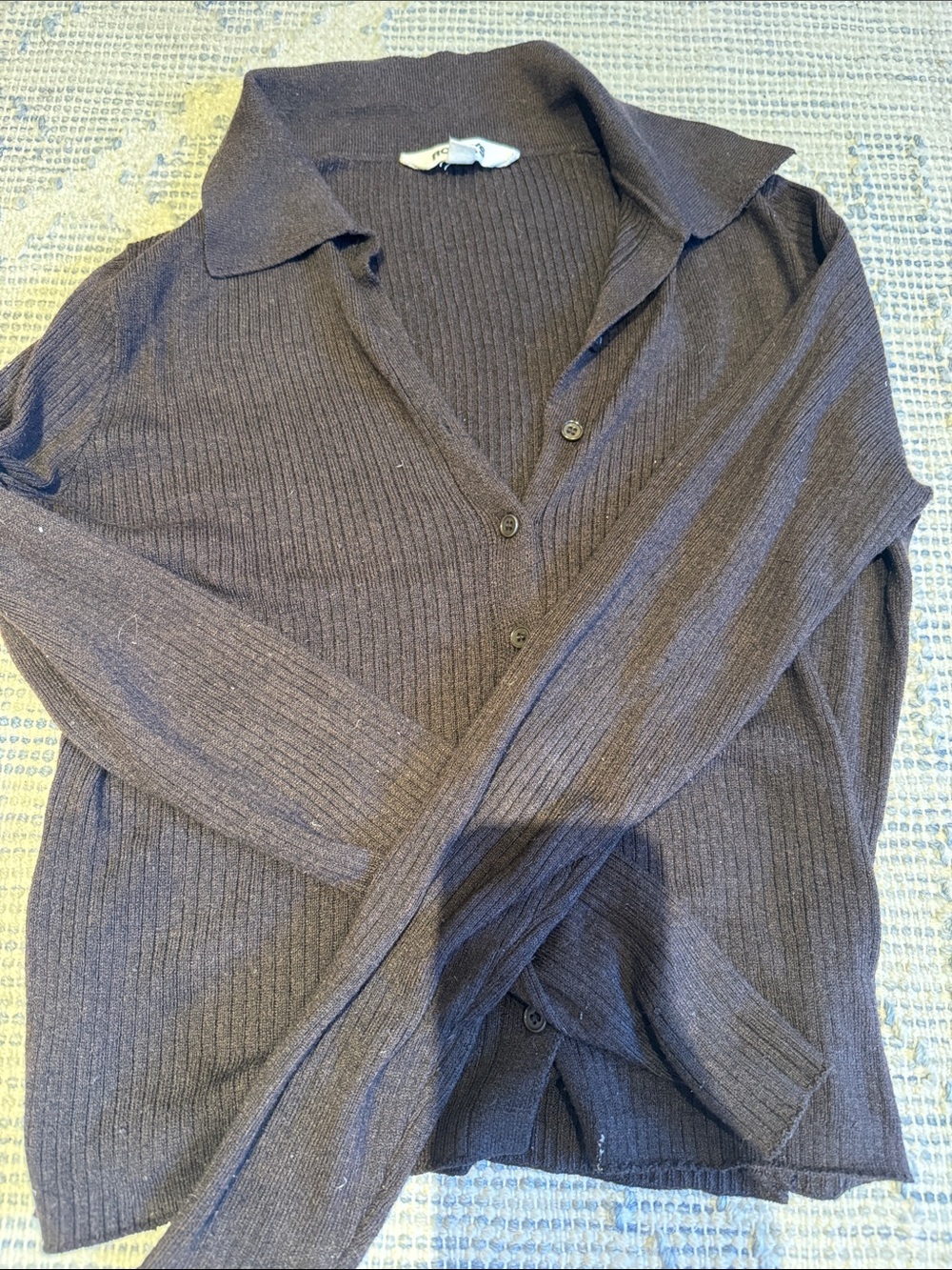Rolla’s brown ribbed button up collared shirt - 10